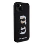 Karl Lagerfeld Liquid Silicone Karl and Choupette Heads Black Kryt iPhone 15 Plus