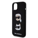 Karl Lagerfeld Liquid Silicone Karl and Choupette Heads Black Kryt iPhone 15 Plus