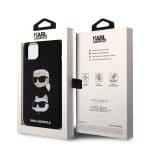Karl Lagerfeld Liquid Silicone Karl and Choupette Heads Black Kryt iPhone 15 Plus