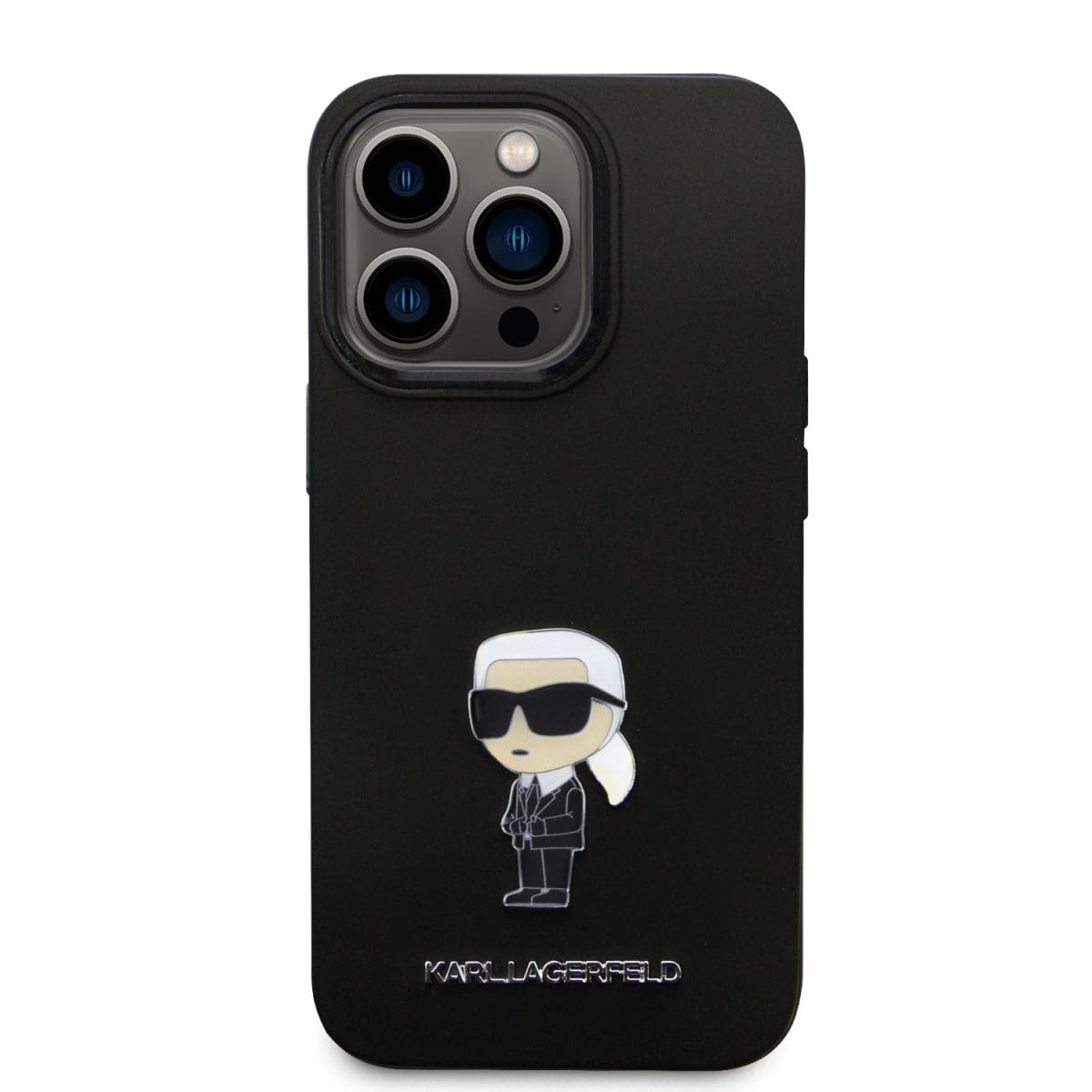 Karl Lagerfeld Liquid Silicone Metal Ikonik Black Kryt iPhone 15 Pro
