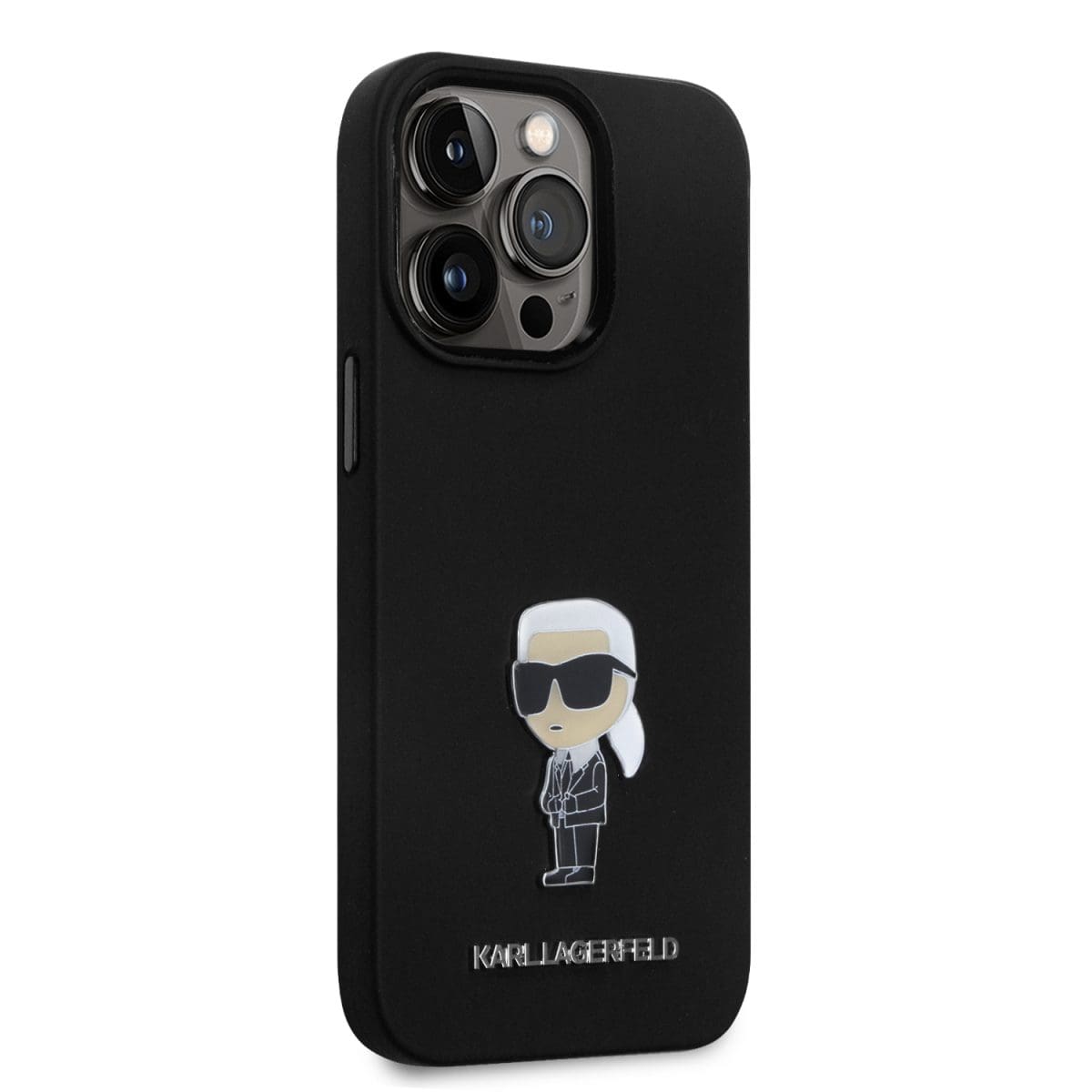 Karl Lagerfeld Liquid Silicone Metal Ikonik Black Kryt iPhone 15 Pro