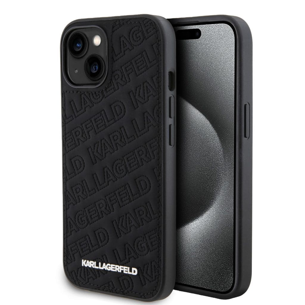 Karl Lagerfeld PU Quilted Pattern Black Kryt iPhone 15