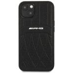 AMG AMHCP13MOSDBK Black Hardcase Leather Curved Lines Kryt iPhone 13