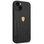 Ferrari FEHCP14MRBUK Black Hardcase Leather Stamp Sides Kryt iPhone 15 Plus/14 Plus