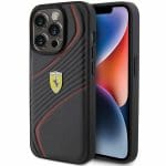 Ferrari FEHCP15LPTWK Black Hardcase Twist Metal Logo Kryt iPhone 15 Pro