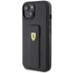 Ferrari FEHCP15SGSPSIK Black Hardcase Grip Stand Metal Logo Kryt iPhone 15