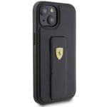 Ferrari FEHCP15SGSPSIK Black Hardcase Grip Stand Metal Logo Kryt iPhone 15