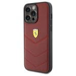 Ferrari FEHCP15XRDUR Red Hardcase Leather Stitched Lines Kryt iPhone 15 Pro Max