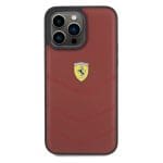 Ferrari FEHCP15XRDUR Red Hardcase Leather Stitched Lines Kryt iPhone 15 Pro Max