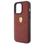 Ferrari FEHCP15XRDUR Red Hardcase Leather Stitched Lines Kryt iPhone 15 Pro Max