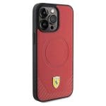 Ferrari FEHMP15LPTER Red Hardcase Carbon Metal Logo Magsafe Kryt iPhone 15 Pro