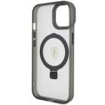 Ferrari FEHMP15SUSCAH Transparent Hardcase Ring Stand 2023 Collection Magsafe Kryt iPhone 15