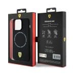 Ferrari FEHMP15XSBAK Black Hardcase Printed Ring Magsafe Kryt iPhone 15 Pro Max