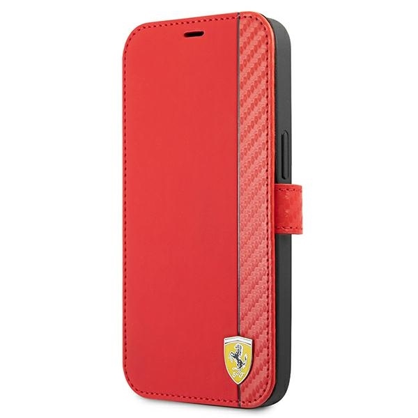 Ferrari FESAXFLBKP13XRE Red Book On Track Carbon Stripe Kryt iPhone 13 Pro Max