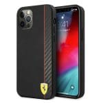 Ferrari FESAXHCP12LBK Black Hardcase On Track Carbon Stripe Kryt iPhone 12 Pro Max