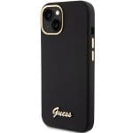 Guess GUHCP15SSMBSLK Black Hardcase Silicone Script Metal Logo & Frame Kryt iPhone 15