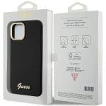 Guess GUHCP15SSMBSLK Black Hardcase Silicone Script Metal Logo & Frame Kryt iPhone 15