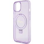 Guess GUHMP15MHRSGSU Purple Hardcase Ring Stand Script Glitter MagSafe Kryt iPhone 15 Plus