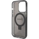 Guess GUHMP15XHRSGSK Black Hardcase Ring Stand Script Glitter MagSafe Kryt iPhone 15 Pro Max