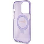 Guess GUHMP15XHRSGSU Purple Hardcase Ring Stand Script Glitter MagSafe Kryt iPhone 15 Pro Max