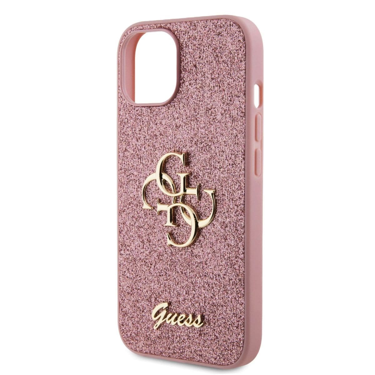 Guess PU Fixed Glitter 4G Metal Logo Pink Kryt iPhone 12/12 Pro