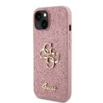 Guess PU Fixed Glitter 4G Metal Logo Pink Kryt iPhone 13