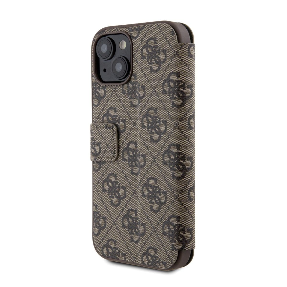 Guess PU Leather 4G Metal Logo Book Brown Kryt iPhone 15