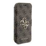 Guess PU Leather 4G Metal Logo Book Brown Kryt iPhone 15 Pro Max