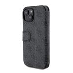 Guess PU Leather 4G Metal Logo Book Grey Kryt iPhone 15