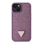 Guess Rhinestones Triangle Metal Logo Purple Kryt iPhone 15 Plus