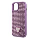 Guess Rhinestones Triangle Metal Logo Purple Kryt iPhone 15 Plus