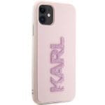 Karl Lagerfeld KLHCN613DMBKCP Pink Hardcase 3D Rubber Glitter Logo Kryt iPhone 11