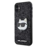 Karl Lagerfeld KLHCN61G2CPK Black Hardcase Glitter Choupette Patch Kryt iPhone 11