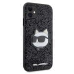 Karl Lagerfeld KLHCN61G2CPK Black Hardcase Glitter Choupette Patch Kryt iPhone 11