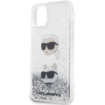 Karl Lagerfeld KLHCN61LDHKCNS Silver Hardcase Liquid Glitter Karl & Choupette Heads Kryt iPhone 11
