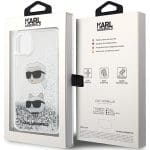 Karl Lagerfeld KLHCN61LDHKCNS Silver Hardcase Liquid Glitter Karl & Choupette Heads Kryt iPhone 11