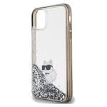 Karl Lagerfeld KLHCN61LKCNSK Transparent Hardcase Liquid Glitter Choupette Kryt iPhone 11