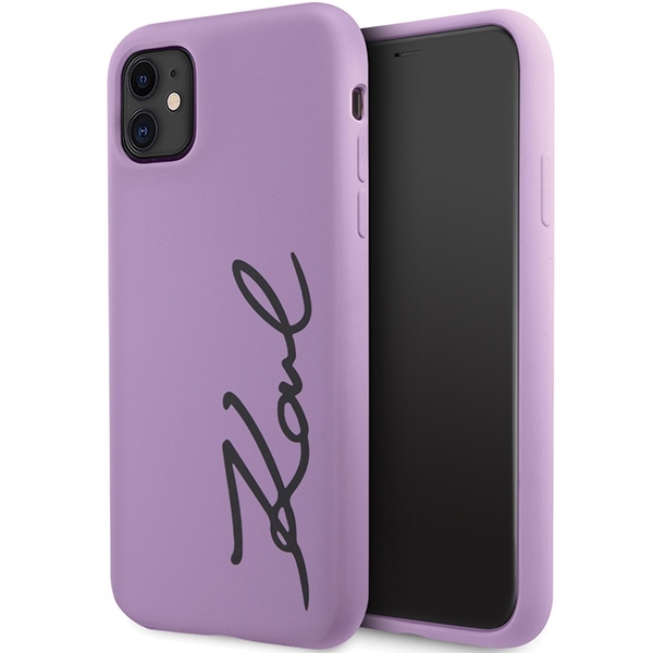 Karl Lagerfeld KLHCN61SKSVGU Purple Hardcase Silicone Signature Kryt iPhone 11