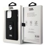 Karl Lagerfeld KLHCP13LGSACHPK Black Hardcase Gripstand Saffiano Choupette Pins Kryt iPhone 13 Pro