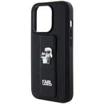 Karl Lagerfeld KLHCP13LGSAKCPK Black Hardcase Gripstand Saffiano Karl&Choupette Pins Kryt iPhone 13 Pro