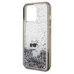 Karl Lagerfeld KLHCP13LLKCNSK Transparent Hardcase Liquid Glitter Choupette Kryt iPhone 13 Pro