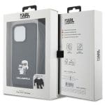 Karl Lagerfeld KLHCP13LSAKCPSK Hardcase Black Crossbody Saffiano Metal Pin Karl & Choupette Kryt iPhone 13 Pro