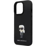 Karl Lagerfeld KLHCP13LSMHKNPK Black Silicone Ikonik Metal Pin Kryt iPhone 13 Pro