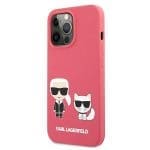 Karl Lagerfeld KLHCP13LSSKCP Hardcase Pink Silicone Karl & Choupette Kryt iPhone 13 Pro