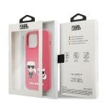 Karl Lagerfeld KLHCP13LSSKCP Hardcase Pink Silicone Karl & Choupette Kryt iPhone 13 Pro