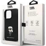 Karl Lagerfeld KLHCP13XSMHKNPK Black Silicone Ikonik Metal Pin Kryt iPhone 13 Pro Max