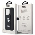 Karl Lagerfeld KLHCP14LGSACHPK Black Hardcase Gripstand Saffiano Choupette Pins Kryt iPhone 14 Pro
