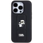 Karl Lagerfeld KLHCP14LGSAKCPK Black Hardcase Gripstand Saffiano Karl&Choupette Pins Kryt iPhone 14 Pro
