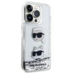 Karl Lagerfeld KLHCP14LLDHKCNS Silver Hardcase Liquid Glitter Karl & Choupette Heads Kryt iPhone 14 Pro