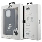 Karl Lagerfeld KLHCP14LSAKCPSK Hardcase Black Crossbody Saffiano Metal Pin Karl & Choupette Kryt iPhone 14 Pro